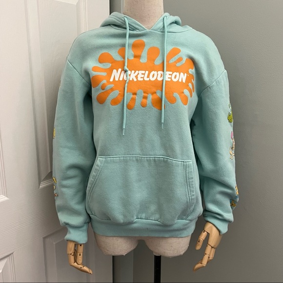 Nickelodeon Tops - Nickelodeon Mint Green Hoodie Mixed Cartoon Characters S